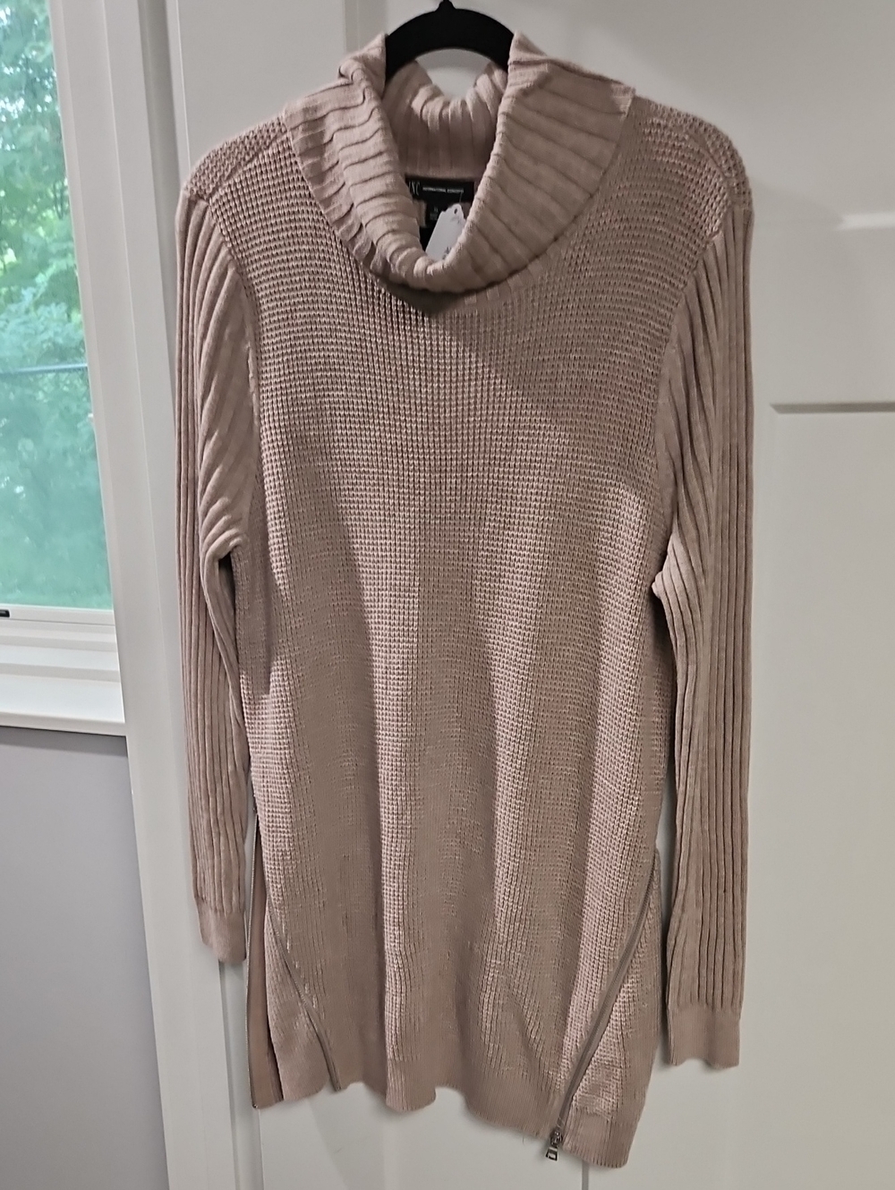 INC International Concepts Beige Cowl Neck Sweater Tunic
